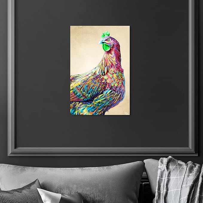 The Oliver Gal Artist Co. Fun Colorful Glam Rooster Canvas Art, 12" x 12"