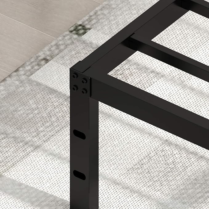 14 Inch Tall 3500lbs Heavy Duty Metal Bed Frame/with Storage/Mattress Foundation/Steel Slats Platform/Noise Free/No Box Spring Needed,Twin XL