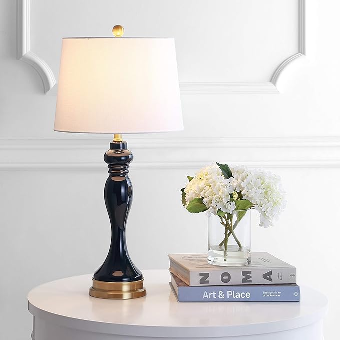 SAFAVIEH Lighting Collection Cayson Navy/Gold Table Lamp with USB Charging Port (LED Bulb Included)