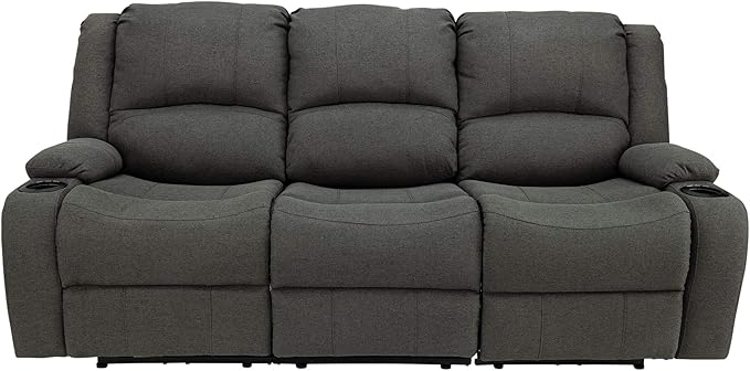 RecPro Charles Powered Double RV Wall Hugger Recliner Sofa | RV Loveseat | RV Furniture | Cloth (Fossil, 80")