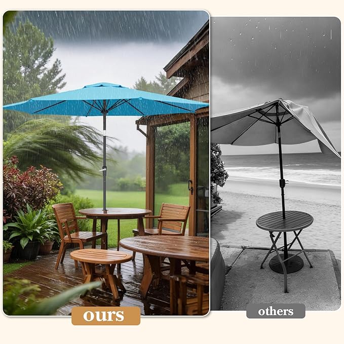 Sannwsg Outdoor Patio Umbrella,Table Umbrella with Push Button Tilt and Crank,Market Umbrella with 8 Sturdy Ribs,Yard Umbrella