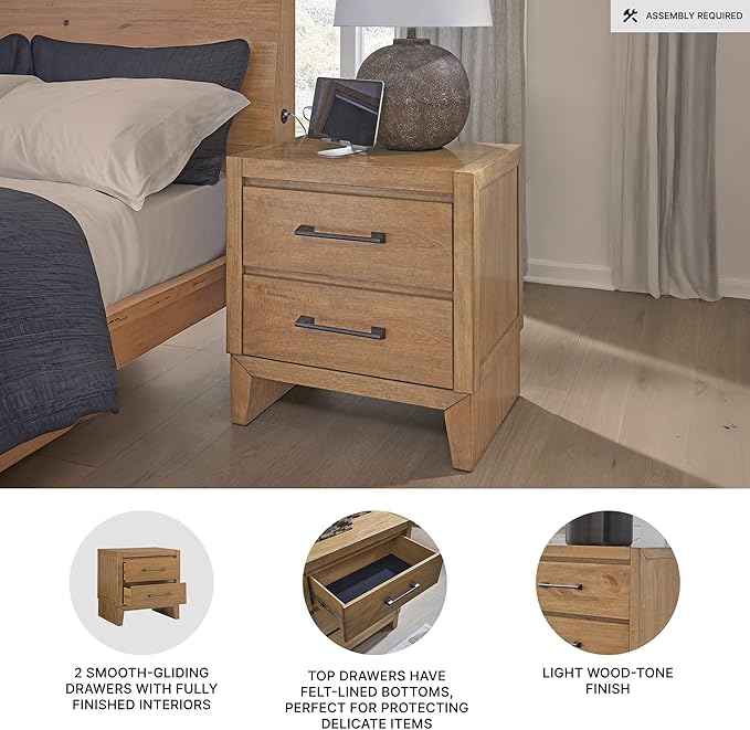 Signature Design by Ashley Sherbana Casual 2-Drawer Nightstand, Light Brown