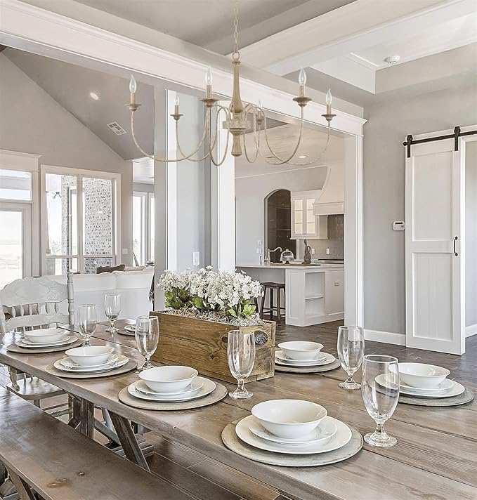 Kira Home Sherbrooke 44" Large Chandelier, 6-Light French Country Chandelier, Smoked Cedar + Rustic Metal Finish