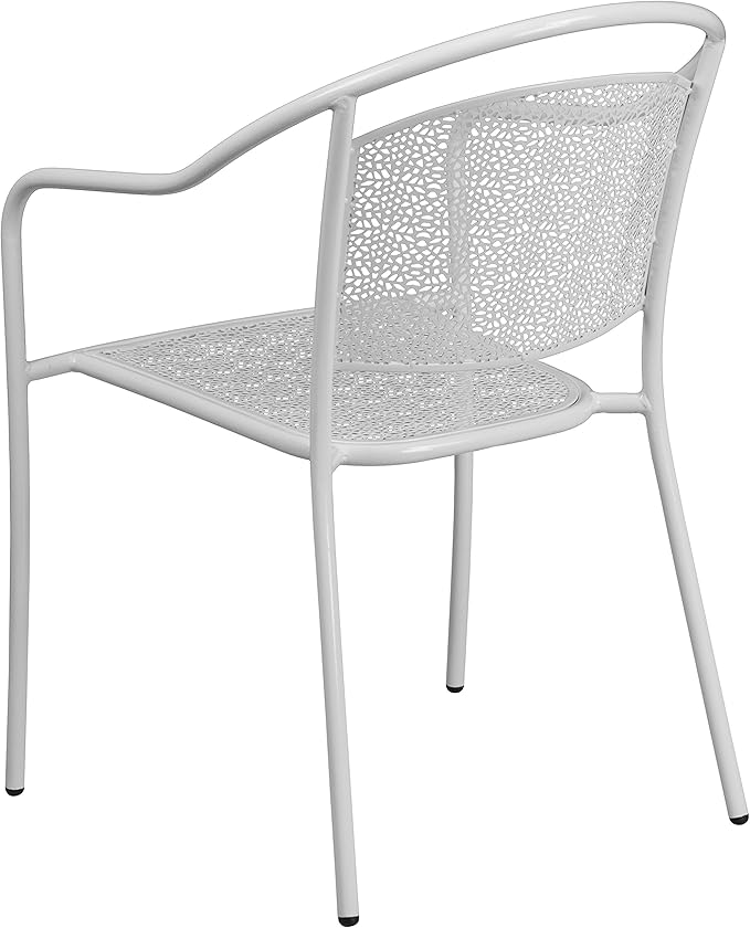 Flash Furniture Oia Commercial Grade 5 Pack White Indoor-Outdoor Steel Patio Arm Chair with Round Back