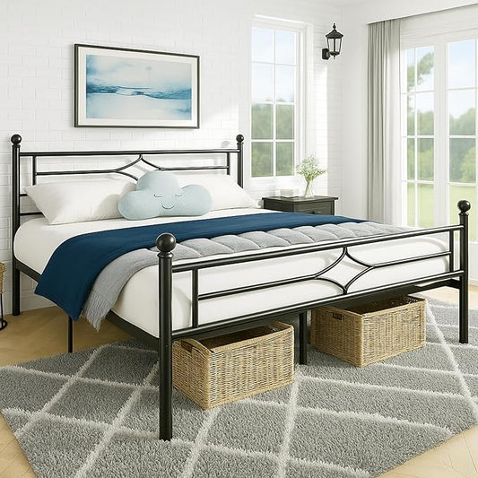 Metal Bed Frame Full Size - 14 Inch Platform Bed Frame with Headboard/Heavy Duty Sturdy Mattress Foundation/No Box Spring Needed/Easy Assembly, Black, Full