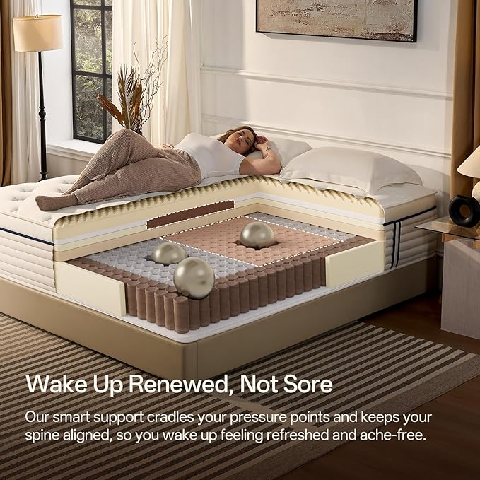 Full Size Mattress 12 Inch,Medium Plush Hybrid with Memory Foam& Individually Wrapped Pocket Coils for Support,CertiPUR-US Certified,Fiberglass-Free