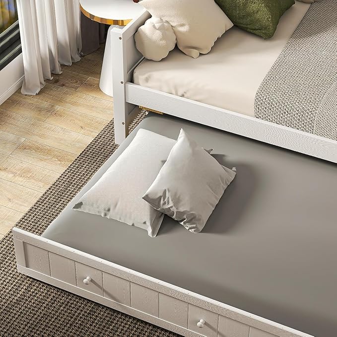 DUMOS Twin Bed Frame with Headboard, No Box Spring Needed, Linen Upholstered Platform Bed Frame with Wood Slats Support, Noise Free, Perfect for a Peaceful Night's Sleep, Twin