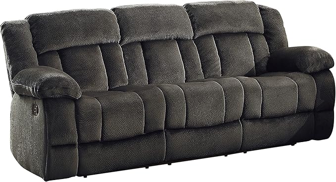 Lexicon Home Theater Seating, Wall Hugger Manual Reclining Sofa, 3-Seat Dual Recliner Sofa for Living Room, 90" W Sofa, Chocolate