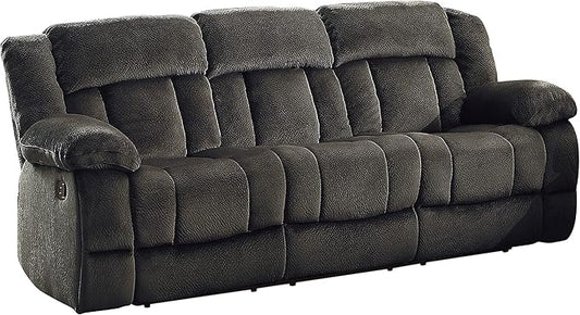 Lexicon Home Theater Seating, Wall Hugger Manual Reclining Sofa, 3-Seat Dual Recliner Sofa for Living Room, 90" W Sofa, Chocolate