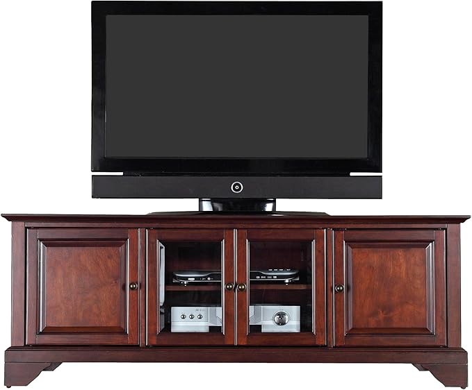 Crosley Furniture Lafayette TV Stand for 65+ inch TVs, Entertainment Center with Adjustable Storage Shelves, Vintage Mahogany