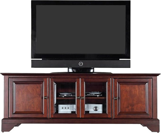 Crosley Furniture Lafayette TV Stand for 65+ inch TVs, Entertainment Center with Adjustable Storage Shelves, Vintage Mahogany