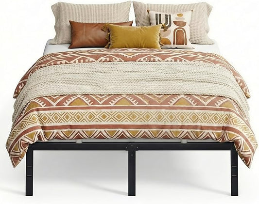 VASAGLE Full Metal Bed Frame 14 Inches Tall, 1100 lb Weight Capacity, No Box Spring Needed, with Under-Bed Storage, Easy Setup, Heavy-Duty Platform Bed, Mattress Retainers, Matte Black URMB652BD02S