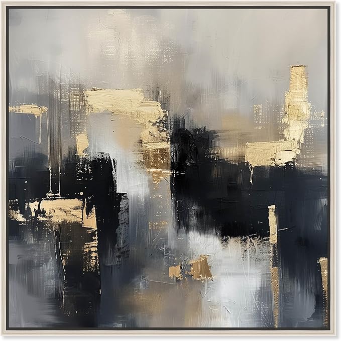 Art Remedy Daring Canvas Colorful Abstract Wall Art, Silver Frame, 40" x 40"