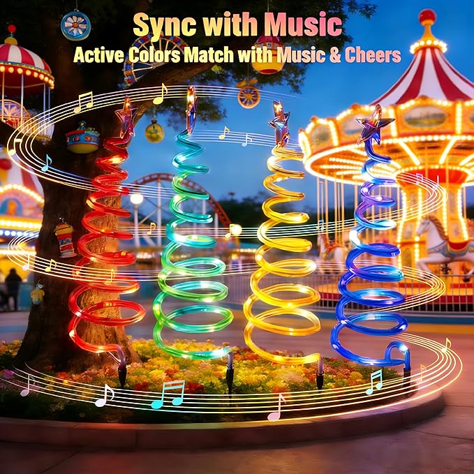 4 Pack Christmas Pathway Lights Outdoor, Spiral Christmas Tree Path Lights, Waterproof Yard Decorations, Spiral Lighted Christmas Tree Lights for Pathway, Patio, Backyard, Garden, Party Holiday Decor
