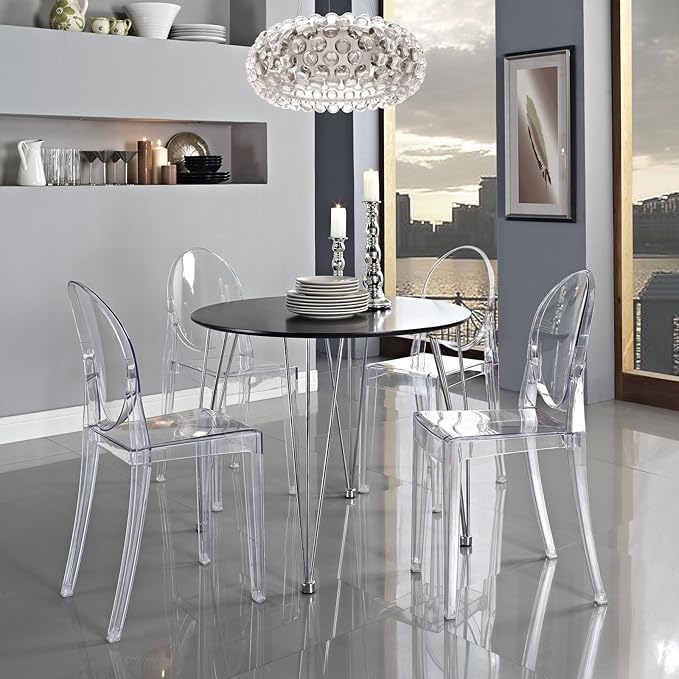 Modway Casper Modern Acrylic Stacking Kitchen and Dining Room Chair in Clear - Fully Assembled