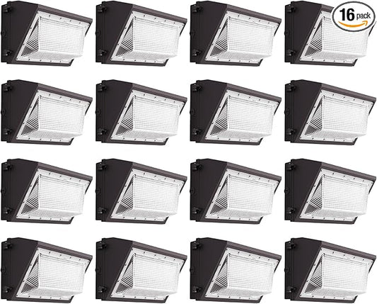 AIKVSXER 16 Pack 130W LED Wall Pack Light with Dusk to Dawn Photocell, 20,800LM 6000K IP65 Waterproof Commercial Outdoor Wall Lights for Parking Lot, Warehouses, Yard, Barn AC120-277V