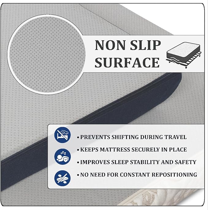 Foamma 12” x 36” x 75” High Density Gel Memory Foam RV Bunk Mattress Foam Replacement Topper with Polyester Navy Blue Cover for Camper, Truck, Travel Trailer, Firm, Water Resistant, Made in USA