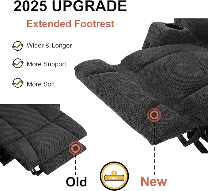 MCombo Zero Gravity Power Loveseat Sofa with Console, Heat and Massage, Reclining Loveseat for Living Room, Fabric 6035SET (Grey, Loveseat with Console)