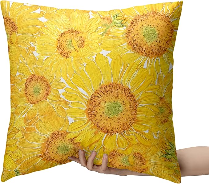 Sunflower Pillow Covers Floral Throw Pillow Covers 22x22 Yellow Pillow Case Flowers Double Sided Printing Cushion Case for Living Room Couch Sofa Set of 2