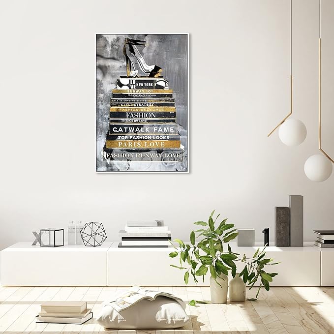 The Oliver Gal Artist Co. Fashion and Glam Wall Art Framed Canvas Prints 'Fashion Thoughts Noir Classic' Shoes