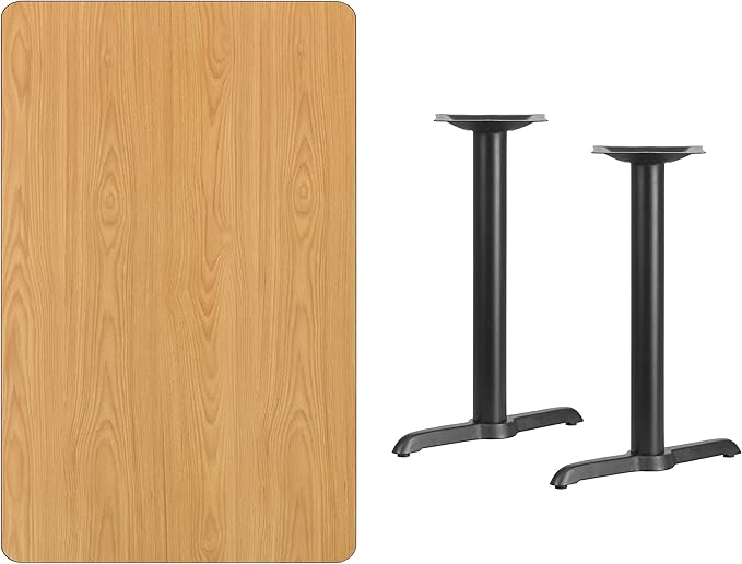 Flash Furniture 30'' x 48'' Rectangular Natural Laminate Table Top with 5'' x 22'' Table Height Bases
