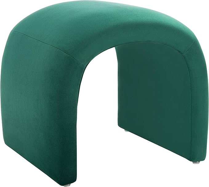 Safavieh Home Collection Kibo Modern Waterfall Emerald Velvet Ottoman (Fully Assembled)