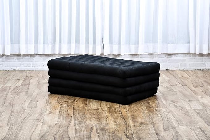 Leewadee Trifold Mattress Standard – Comfortable Thai Massage Pad, Foldable Floor Mattress Filled with Kapok, Perfect to Use as a Sleeping Mat 79 x 28 inches, Black