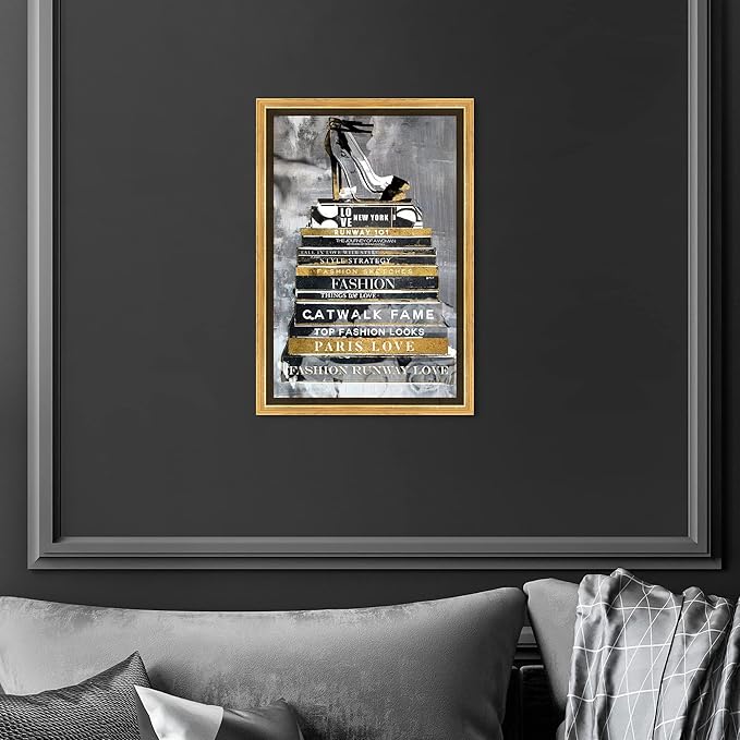 The Oliver Gal Artist Co. Fashion and Glam Wall Art Framed Canvas Prints 'Fashion Thoughts Noir Classic' Shoes
