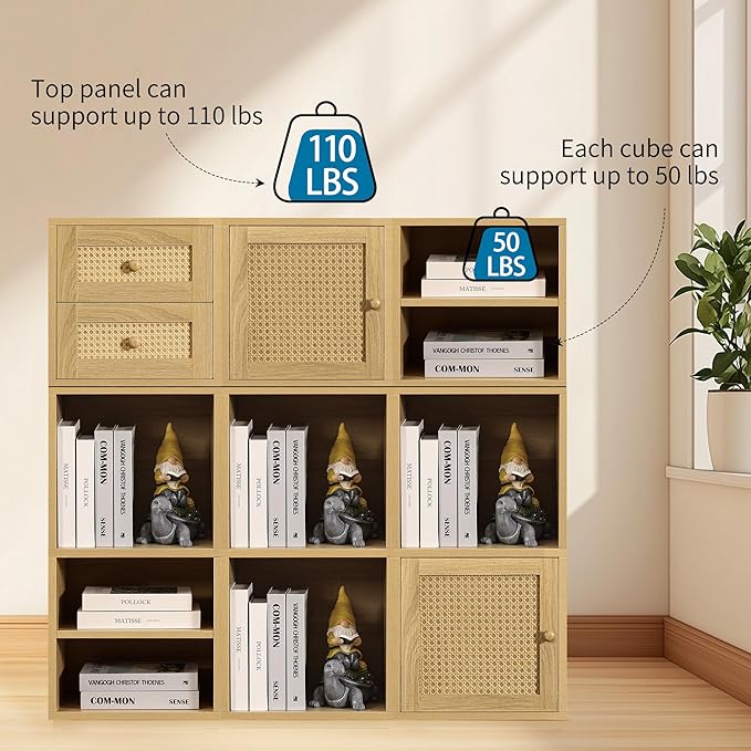 FUSUNBAO Magic DIY Cube Storage Organizer, 2-Layer Cube, Modern Style, Stackable Cubes, Small Room Organizer, Wooden Storage Boxes, Bookshelves, 15" x 11.8" x 29.2"