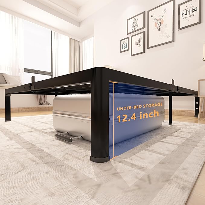 14 Inch Full Metal Platform Bed Frame with Round Corner and Mattress Retainers, 3500lbs Heavy Duty Steel Slats Support, No Box Spring Needed, Easy Assembly, Noise Free