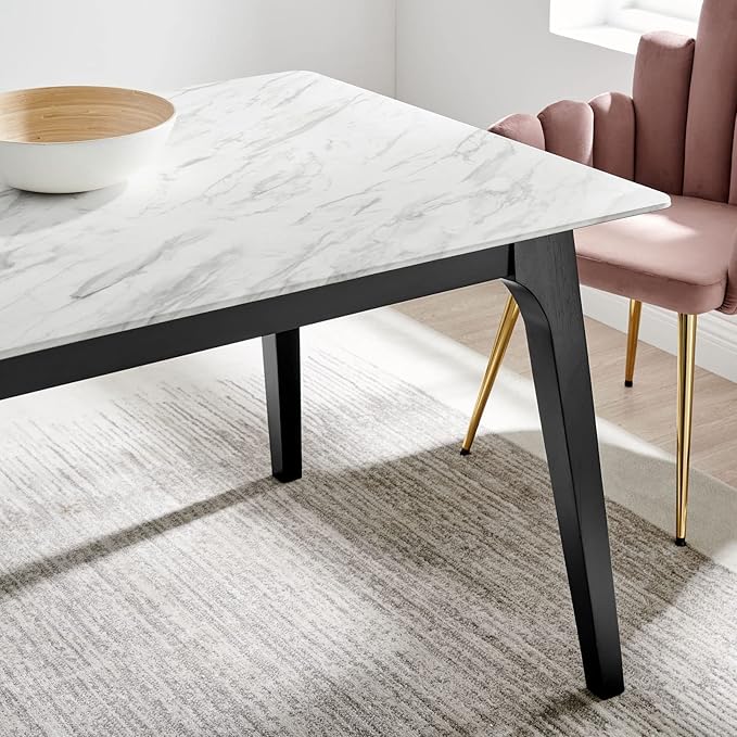 Modway EEI-5693-BLK-WHI Juxtapose 63" Rectangular Performance Artificial Marble Dining Table, Black White