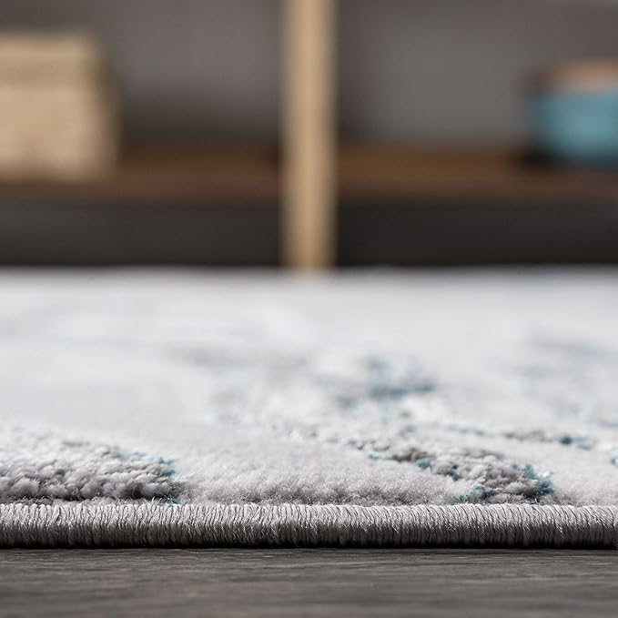 JONATHAN Y Swirl Marbled Gray/Turquoise Indoor Area Rug 5X8 ft, Abstract for Living Room, Bedroom, Kitchen, Office, Easy-Cleaning, High Traffic, Pet-Friendly, Non-Shedding SOR203A-5