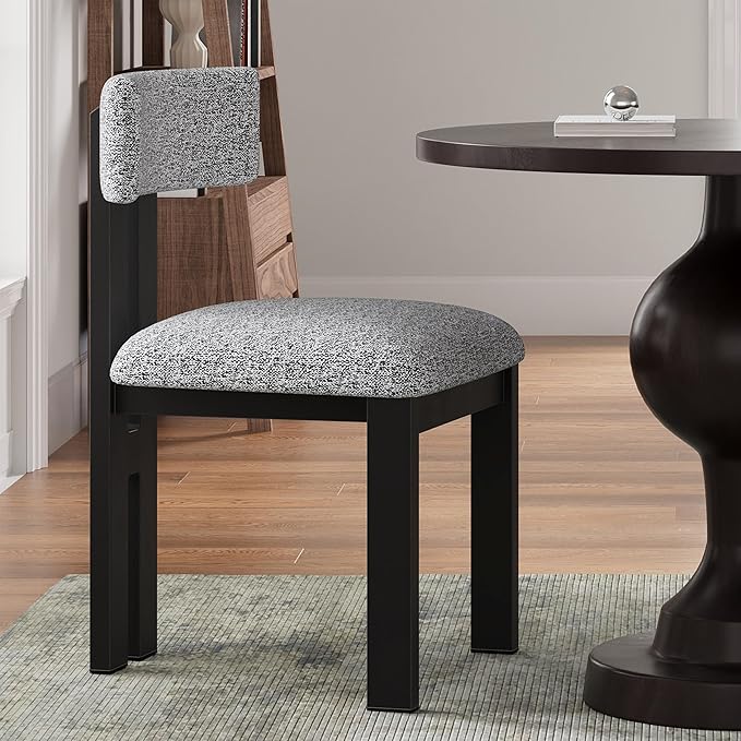Merax 3-Piece Round Dining Table Set for 2, 31" Aluminum Circle Kitchen Dinner Table with 2 Upholstered Dining Chairs, Metal Legs, for Living Room Apartment Cafe Small Place, Black+White,Brown