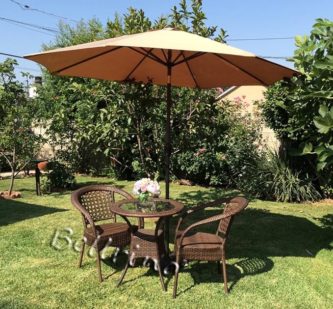 BELLRINO DECOR Replacement Light Coffee / Tan " STRONG & THICK " Umbrella Canopy for 9ft 6 Ribs (Canopy Only)