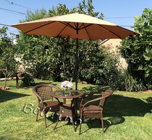 BELLRINO DECOR Replacement Light Coffee / Tan " STRONG & THICK " Umbrella Canopy for 9ft 6 Ribs (Canopy Only)