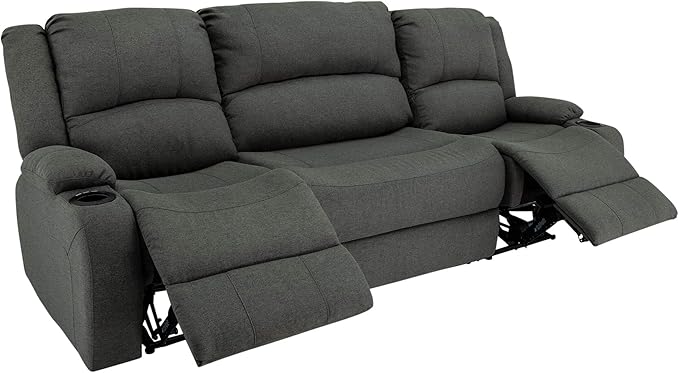 RecPro Charles Powered Double RV Wall Hugger Recliner Sofa | Loveseat | Furniture | Cloth (Fossil, 94")