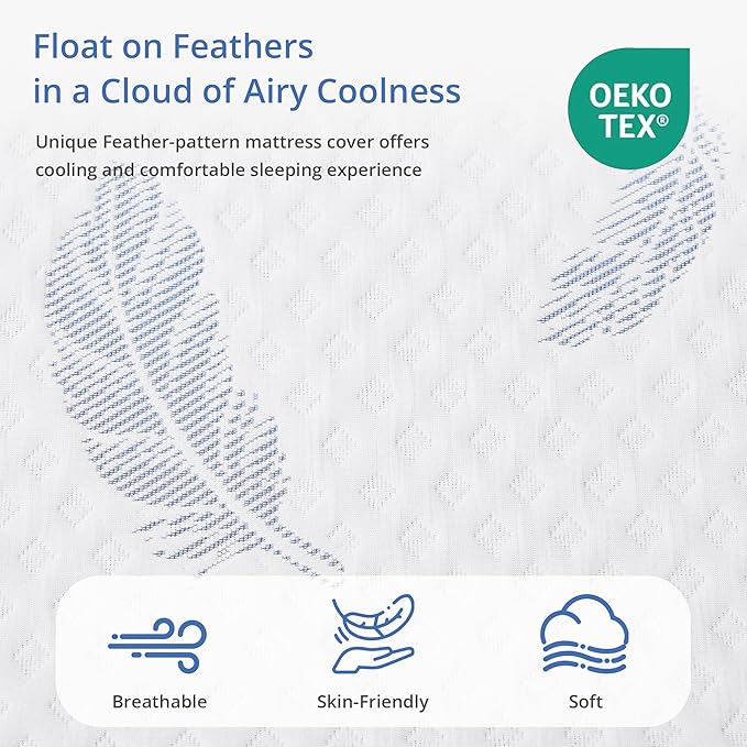 EGOHOME Medium Twin XL Mattress 8 Inch Memory Foam Mattresses Bed in a Box with Gel Foam and Removeable Fiberglass Free Cover for Cool Sleep and Back Pain Relief, CertiPUR-US Certified, Blue