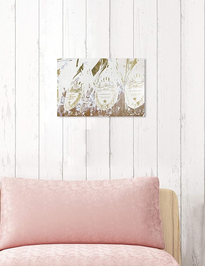 The Oliver Gal Artist Co. Drinks and Spirits Wall Art Canvas Prints 'Vintage Champagne Home Décor, 15" x 10", Gold, White