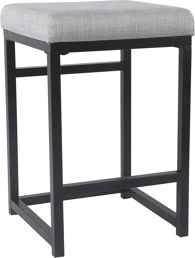 Homepop Home Decor | Modern 24-Inch Counter Stool | Backless Metal Frame Bar Stools Counter Height | Decorative Home Furniture, Natural