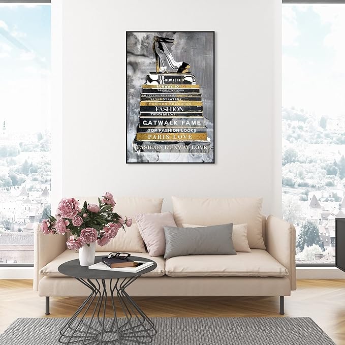 The Oliver Gal Artist Co. Fashion and Glam Wall Art Framed Canvas Prints 'Fashion Thoughts Noir Classic' Shoes