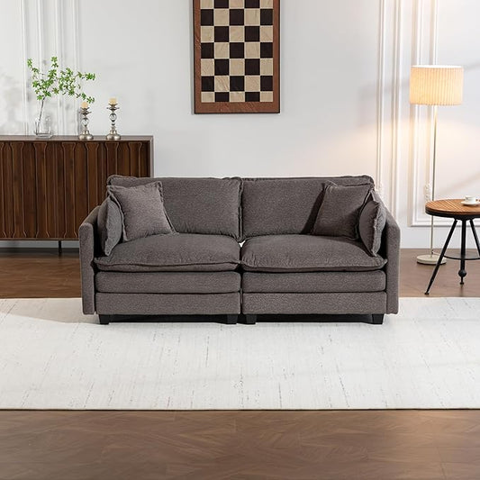 78'' Deep Seat Cloud Loveseat, Chenille Upholstered 2-Seats Modular Sectional Sofa Couch, Modern Comfy Settee Loveseat for Living Room Set, Small Apartment