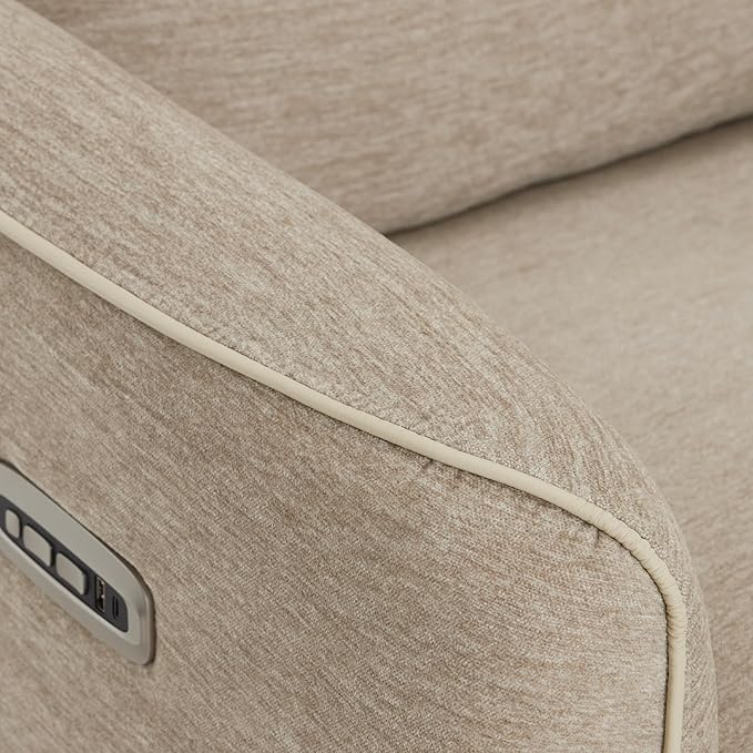 MCombo 60" Wall Hugger Power Loveseat Recliner Sofa with Adjustable Headrest, RV Reclining Loveseat with USB and Type C Charge Ports for Living Room 6924 (Beige, Loveseat)
