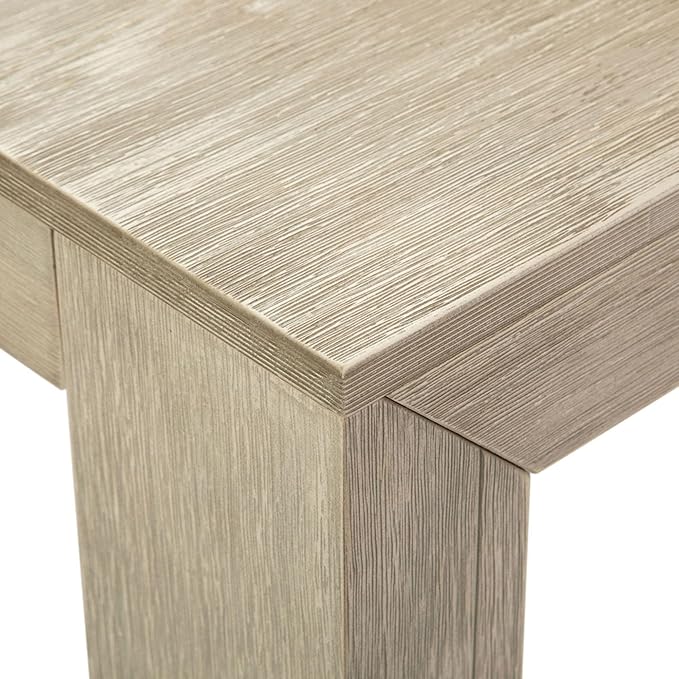 Plank+Beam 72 Inch Modern Solid Wood Dining Table - Solid Pine, Wirebrush Finish, Seats 6, Non-Toxic Finish, Easy Assembly, for Kitchen or Office, Seashell Wirebrush