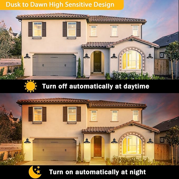 12" Dusk to Dawn Outdoor Wall Sconces Farmhouse Barn Light Outdoor Wall Lights Exterior Wall Lighting Fixture for Porch Entryways, 1 Pack