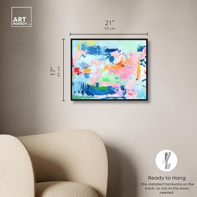 Art Remedy Peaceful Haven Canvas Bright Colorful Abstract Wall Art, Black Frame, 20" x 16"