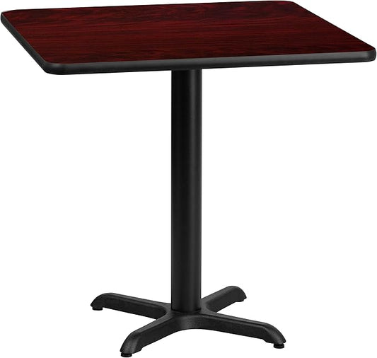 Flash Furniture 30'' Square Mahogany Laminate Table Top with 22'' x 22'' Table Height Base