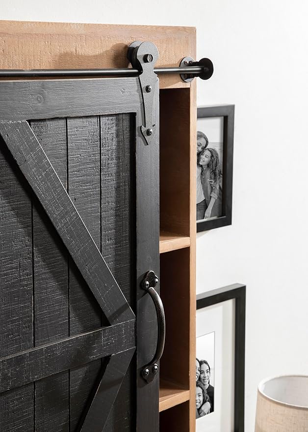 Kate and Laurel Cates Rustic Wall Cabinet; 22 x 28; Black and Rustic Brown; Farmhouse Wall-Mounted Storage Cabinet
