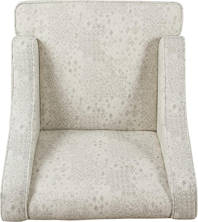 Homepop Home Decor | Upholstered Classic Swoop Arm Accent Chair | Accent Chairs for Living Room & Bedroom | Decorative Home Furniture, Cream and Gray Vintage Stencil
