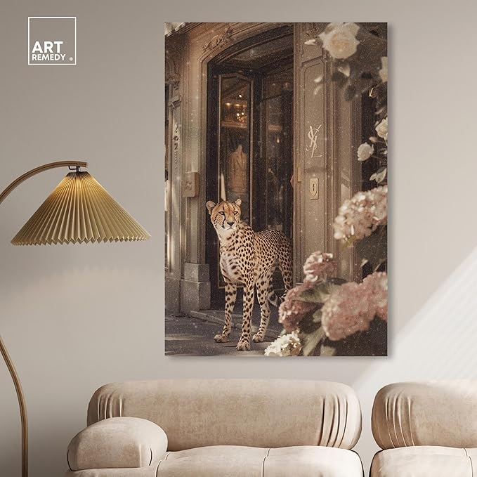 Art Remedy Cheetah at the Store Canvas Fashion Designer Wall Art, Gallery Wrapped, 36" x 54"