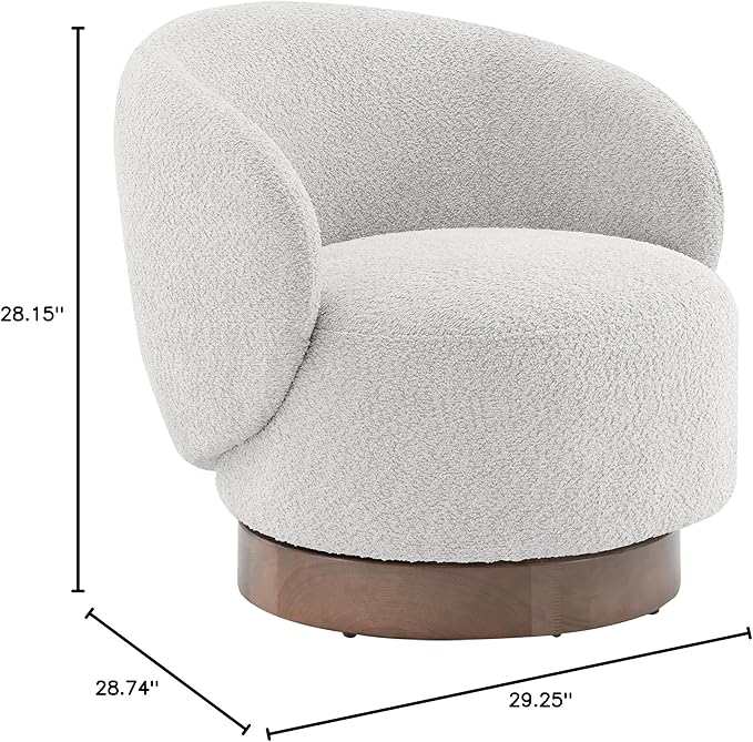 Swivel Accent Chair Modern Round Barrel Armchair Upholstered Performance Fabric for Bedroom Reading Waiting Living Room